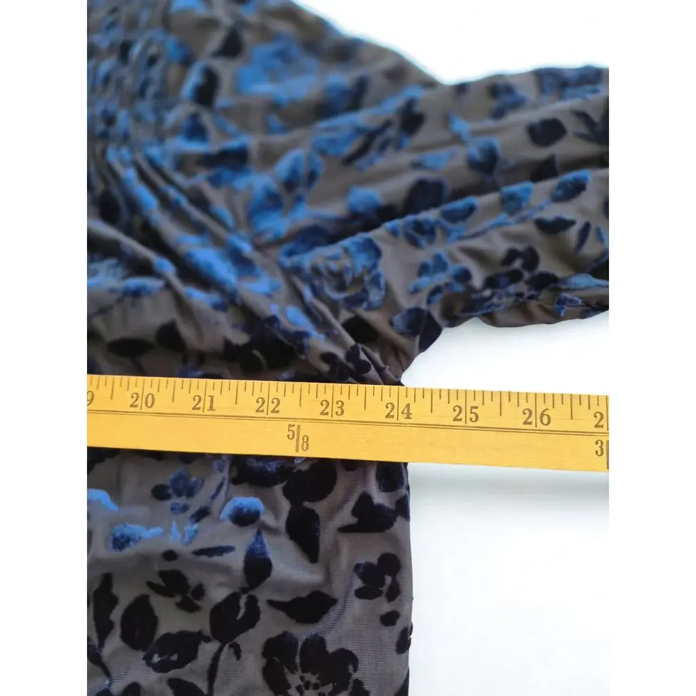 Laurie Felt Womans Top Sz L Dark Blue Burnout Velvet Fairy Whimsigoth Romantic - Picture 7 of 9